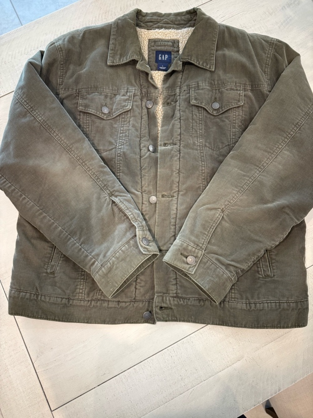 GAP Olive Corduroy Sherpa-Lined Jacket